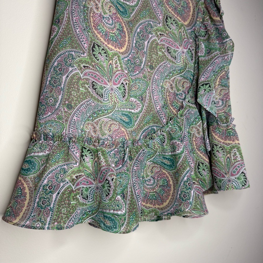 ALL SAINTS Zina Shahmina Paisley Floral Ruffle Wrap Style Spring Mini Dress - Picture 6 of 11